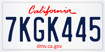 CA license plate 7KGK445