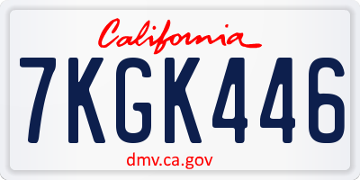 CA license plate 7KGK446