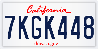 CA license plate 7KGK448