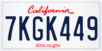 CA license plate 7KGK449