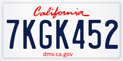 CA license plate 7KGK452
