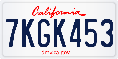 CA license plate 7KGK453