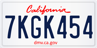 CA license plate 7KGK454