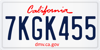 CA license plate 7KGK455