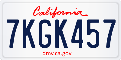 CA license plate 7KGK457