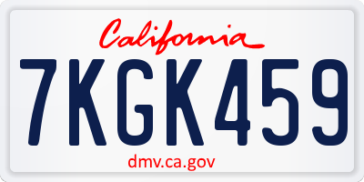CA license plate 7KGK459