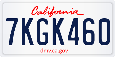CA license plate 7KGK460