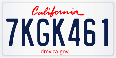 CA license plate 7KGK461