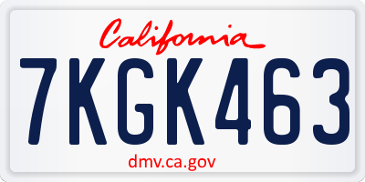 CA license plate 7KGK463