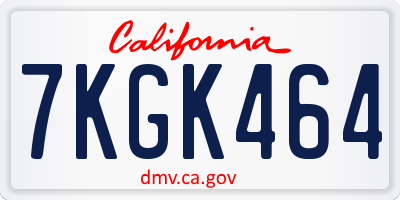 CA license plate 7KGK464