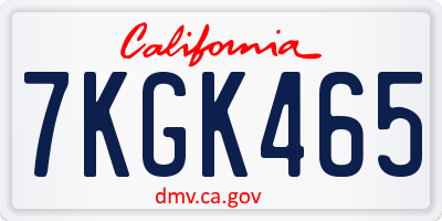 CA license plate 7KGK465