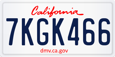 CA license plate 7KGK466