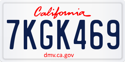CA license plate 7KGK469
