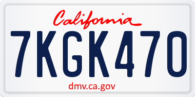 CA license plate 7KGK470
