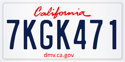 CA license plate 7KGK471