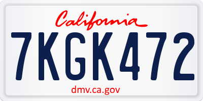 CA license plate 7KGK472