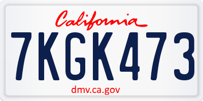 CA license plate 7KGK473