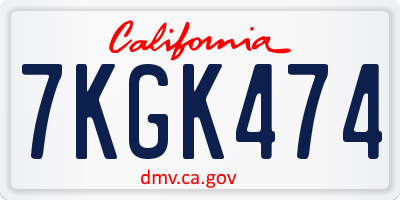 CA license plate 7KGK474