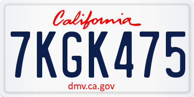 CA license plate 7KGK475