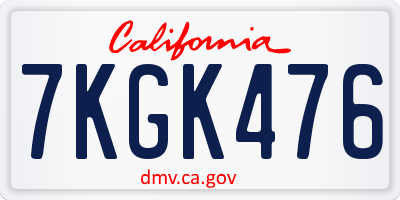 CA license plate 7KGK476