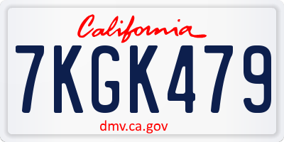 CA license plate 7KGK479