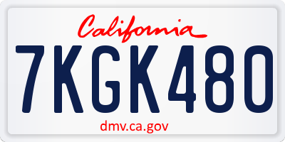 CA license plate 7KGK480