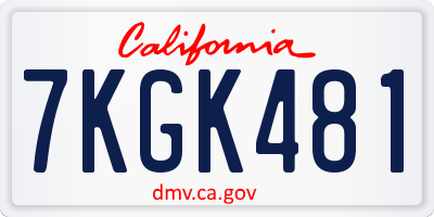 CA license plate 7KGK481