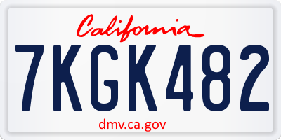 CA license plate 7KGK482