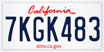 CA license plate 7KGK483
