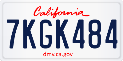 CA license plate 7KGK484