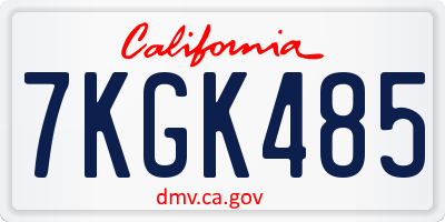 CA license plate 7KGK485