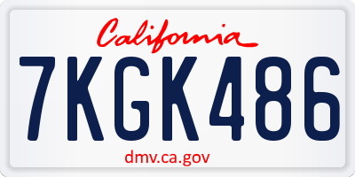 CA license plate 7KGK486
