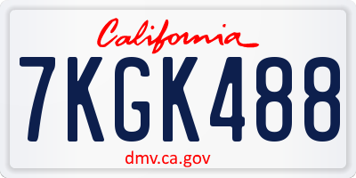 CA license plate 7KGK488