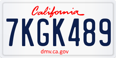 CA license plate 7KGK489