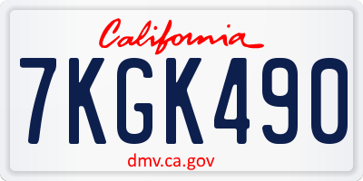 CA license plate 7KGK490