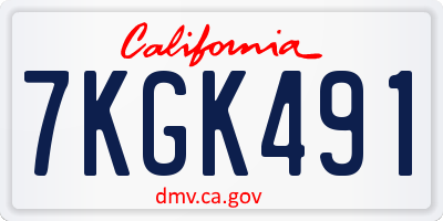 CA license plate 7KGK491