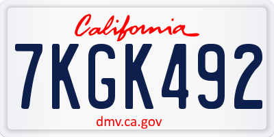 CA license plate 7KGK492