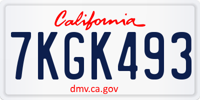 CA license plate 7KGK493