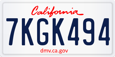 CA license plate 7KGK494