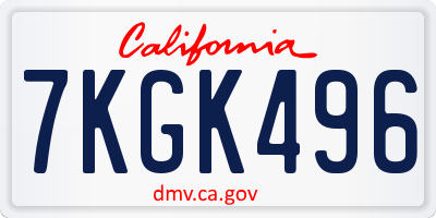 CA license plate 7KGK496