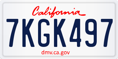 CA license plate 7KGK497