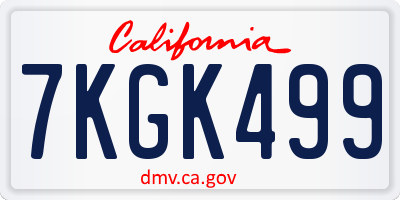 CA license plate 7KGK499