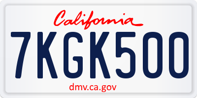 CA license plate 7KGK500