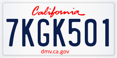 CA license plate 7KGK501