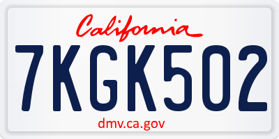 CA license plate 7KGK502