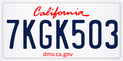 CA license plate 7KGK503