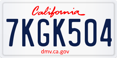 CA license plate 7KGK504