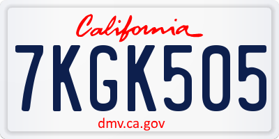 CA license plate 7KGK505