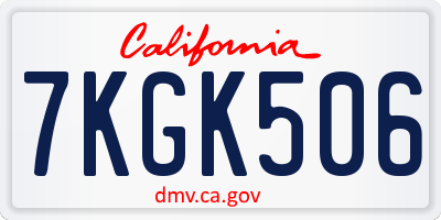 CA license plate 7KGK506