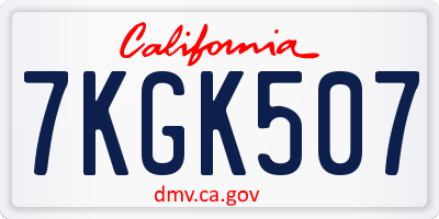 CA license plate 7KGK507